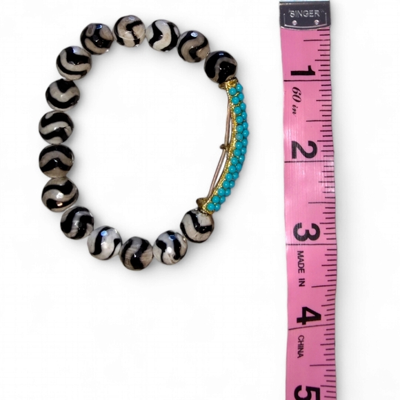 Tibetan Black & White Zebra Agate Stones - Set Of 4 Bracelets - Picture 10 of 12